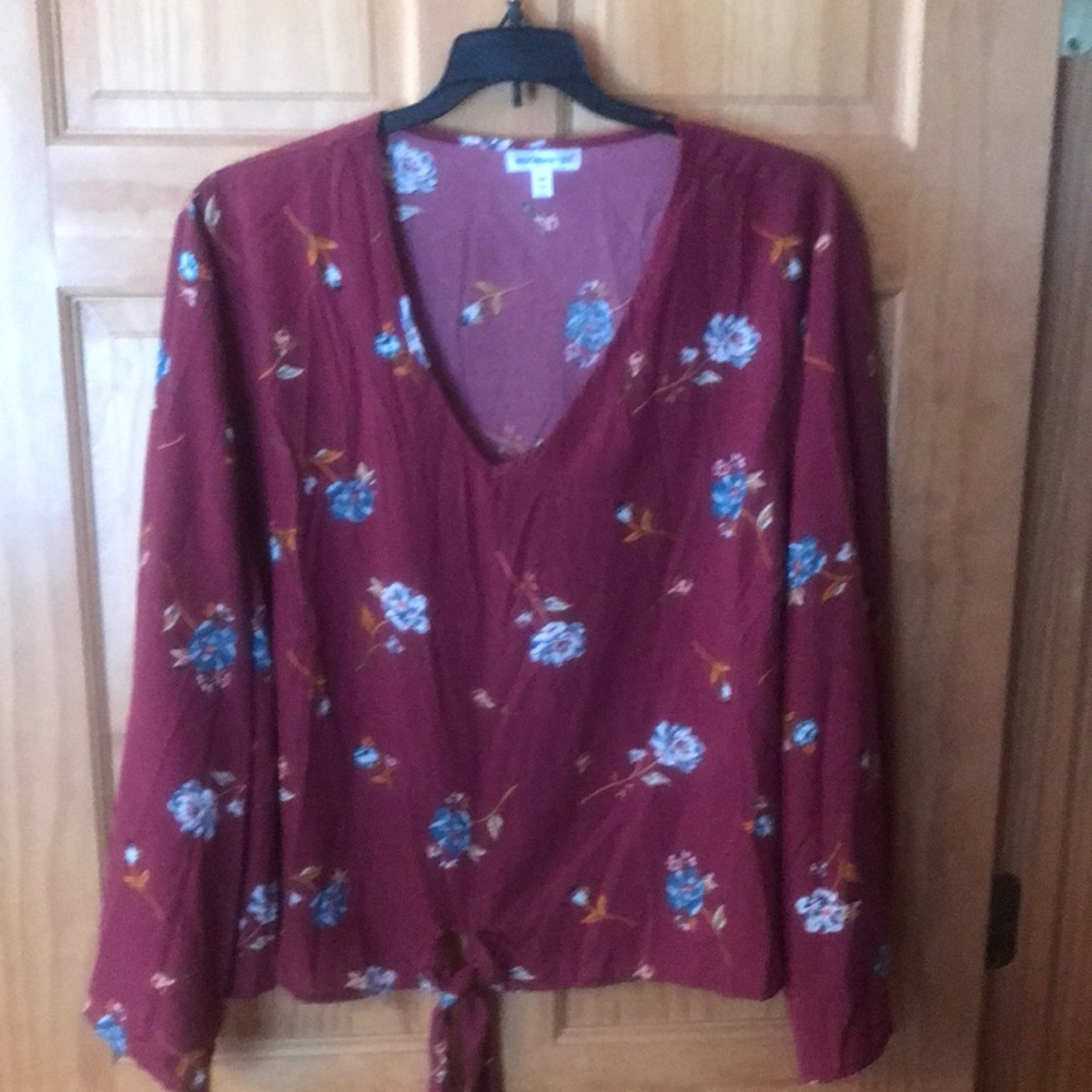 Women’s 3X Flower Blouse with tie waist